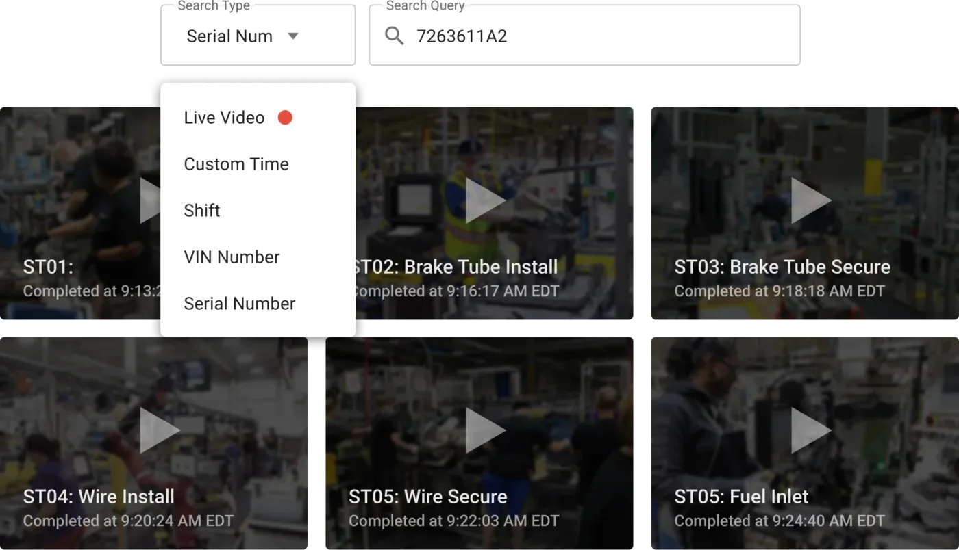 Search by serial number to see every station's video for one unit